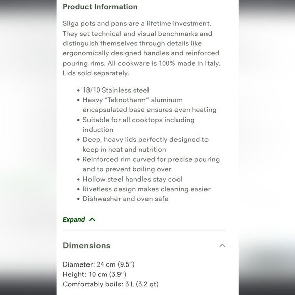 Silga Teknika Stainless Steel 24cm/10" Casserole Pot w/Lid - Picture 4 of 12